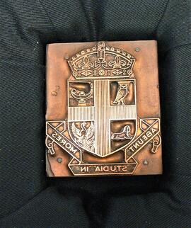 Victoria University crest copper electro plate