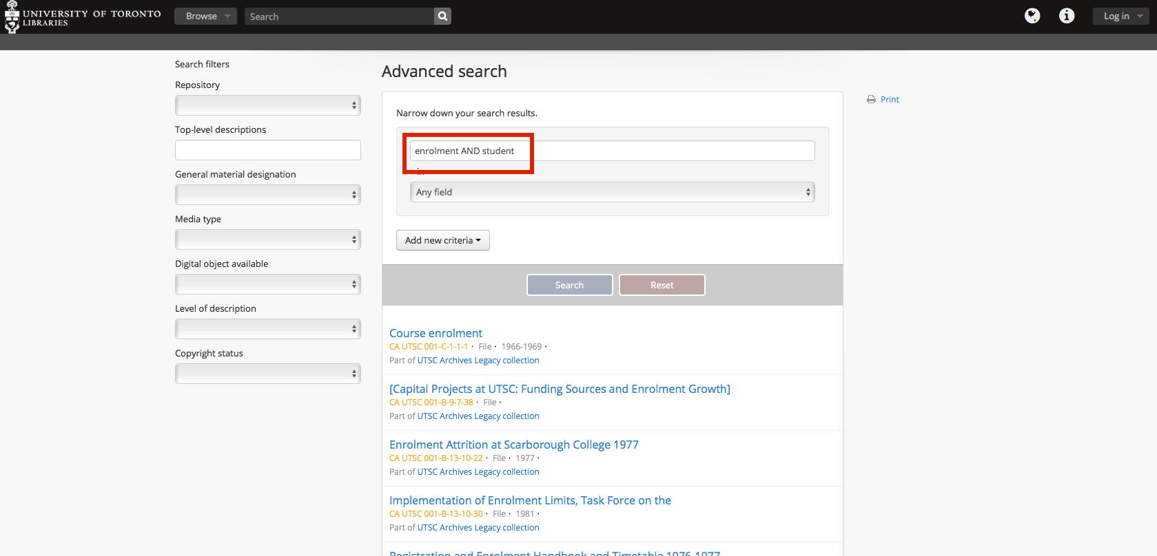 Advanced Search AND