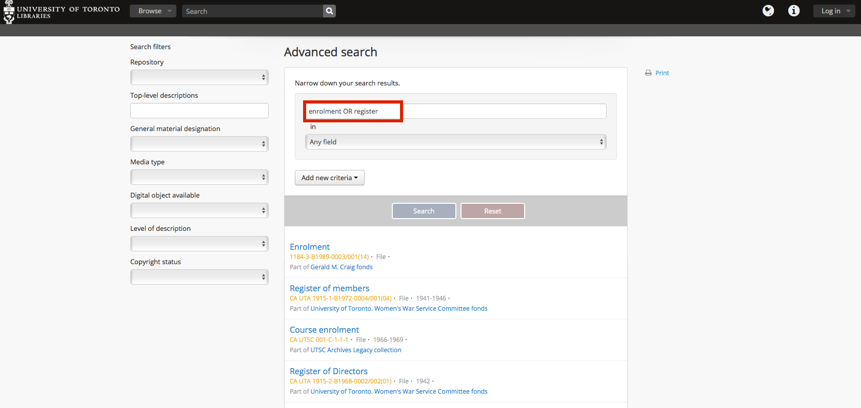 Advanced Search OR